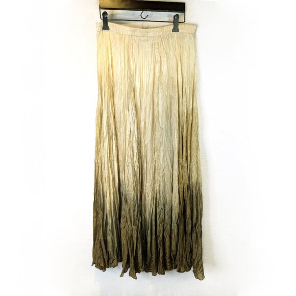 Cream to Olive Ombre Silk Skirt Size M/L by The Limited - Picture 2 of 3
